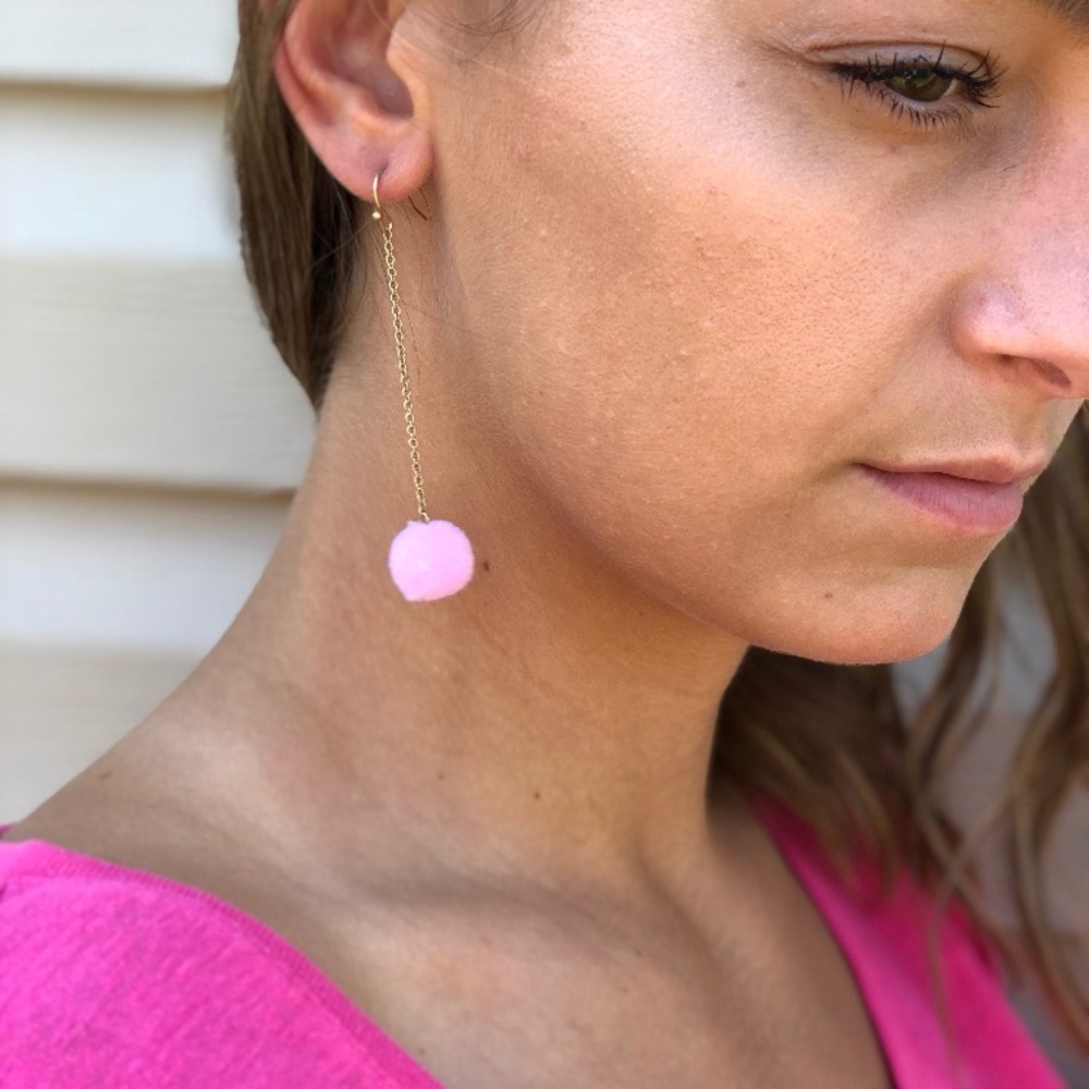 Pink puff earrings. EUC